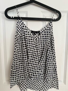 Theory Kashya Printed Silk Top Painters Dot Draped Sz Small